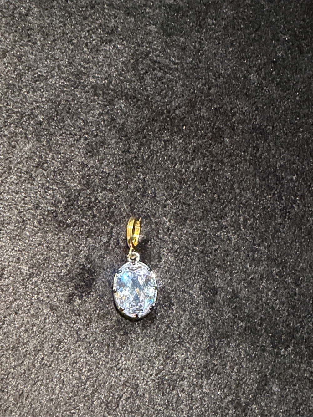 Gold and Black Oval Clear Crystal Pendant Necklace Charm